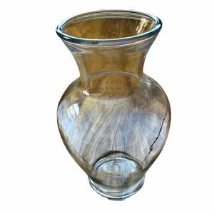 Pretty Tall Hourglass Clear  Glass Vase